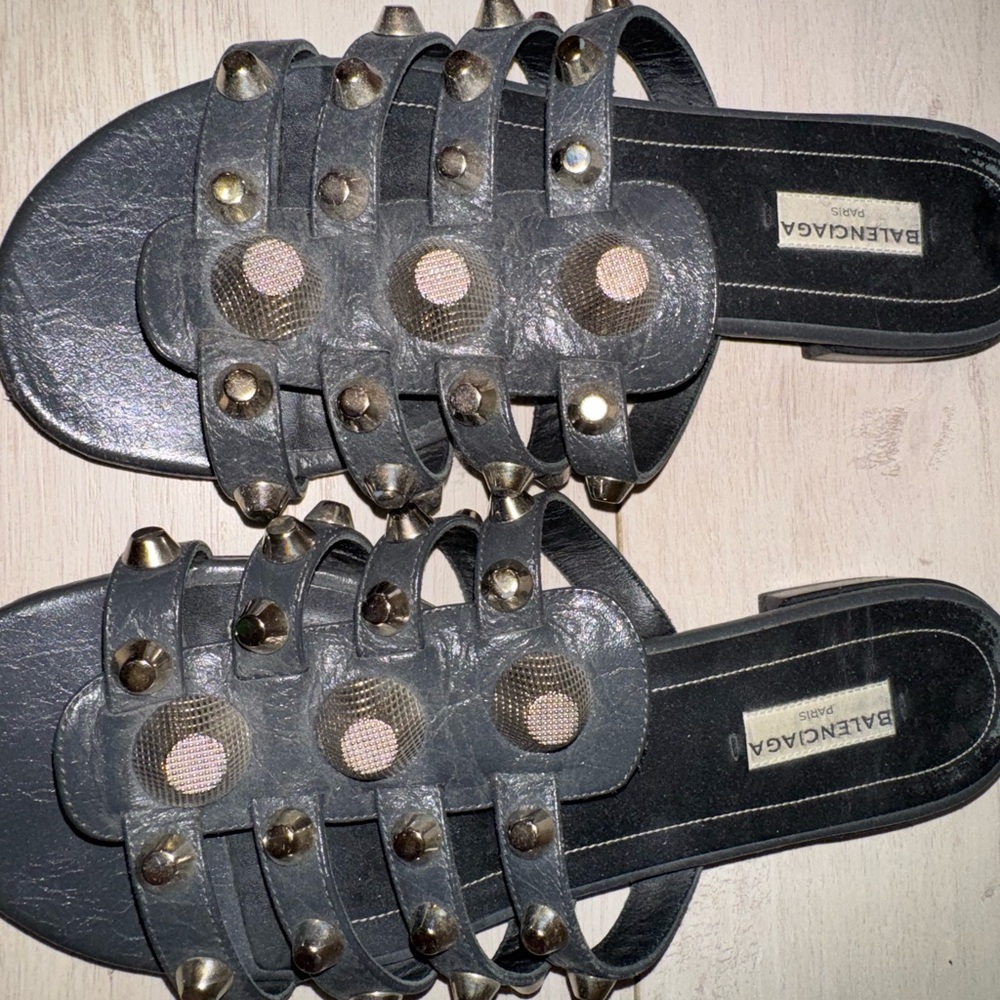 Balenciaga Black Studded Sandals